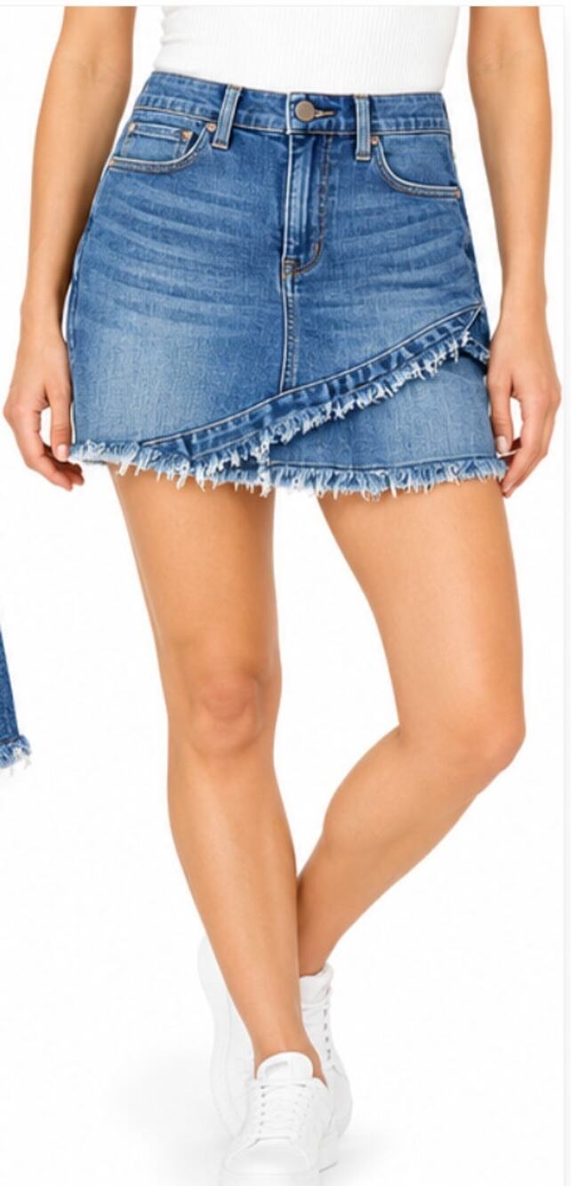 Liverpool Los Angeles Frayed Envelope Denim Skirt 18" Sz 33